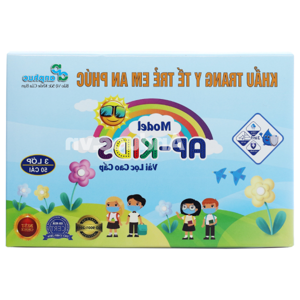 Khẩu trang y tế trẻ em An Phúc 3 lớp có họa tiết hộp 50 cái