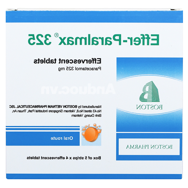 Viên sủi Effer-Paralmax 325 giảm đau, hạ sốt từ nhẹ đến vừa (5 vỉ x 4 viên)