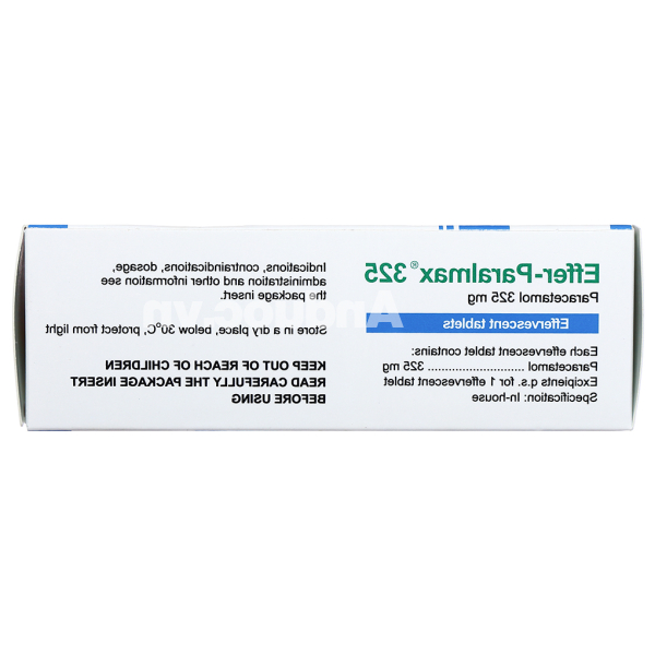 Viên sủi Effer-Paralmax 325 giảm đau, hạ sốt từ nhẹ đến vừa (5 vỉ x 4 viên)