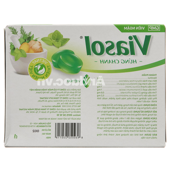 Viên ngậm Viasol Húng Chanh hỗ trợ giảm ho, đau rát họng hộp 100 viên