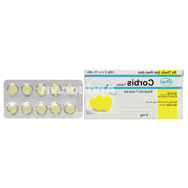 Corbis Tablets 5mg trị tăng huyết áp, đau thắt ngực (2 vỉ x 10 viên)