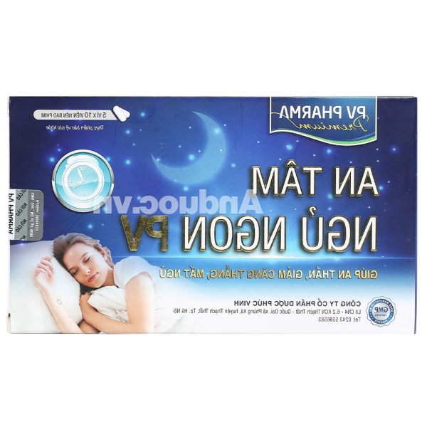 An Tâm Ngủ Ngon PV giúp an thần, giảm căng thẳng, mất ngủ hộp 50 viên