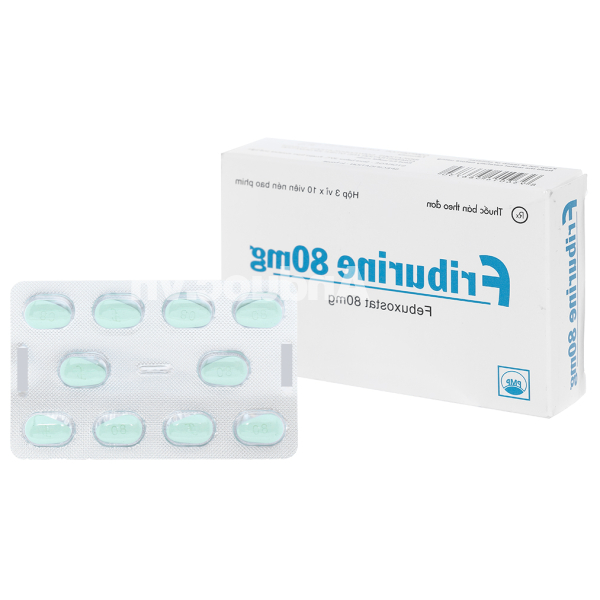 Friburine 80mg trị tăng acid uric huyết ở bệnh nhân bị gout mạn tính (3 vỉ x 10 viên)