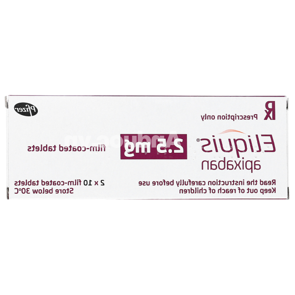 Eliquis 2.5mg phòng ngừa đột quỵ, tắc tĩnh mạch phổi (2 vỉ x 10 viên)