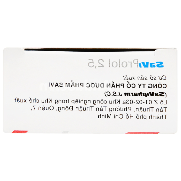 SaviProlol 2.5mg trị tăng huyết áp, đau thắt ngực (3 vỉ x 10 viên)