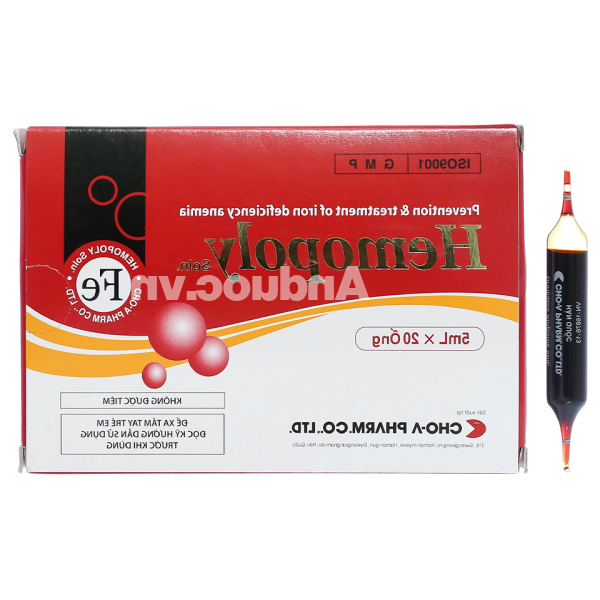 Dung dịch uống Hemopoly ngăn ngừa và trị thiếu máu do thiếu sắt (20 ống x 5ml)