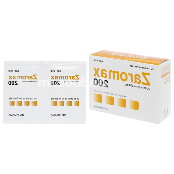 Bột pha hỗn dịch uống Zaromax 200 trị nhiễm khuẩn (24 gói x 1.5g)