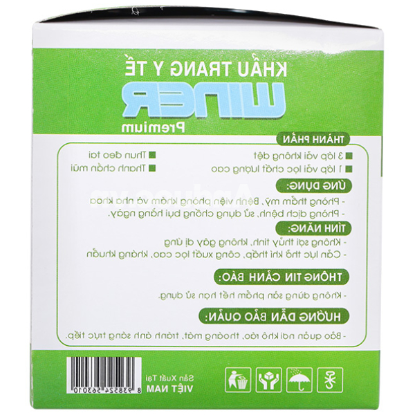 Khẩu trang y tế Winer 4 lớp màu xanh hộp 50 cái