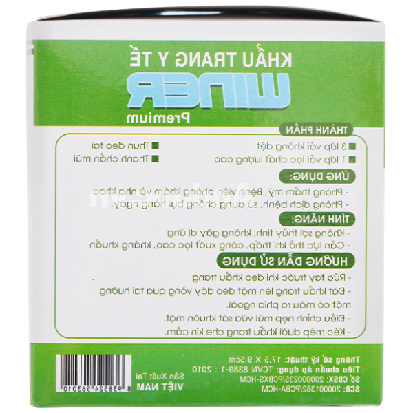 Khẩu trang y tế Winer 4 lớp màu xanh hộp 50 cái