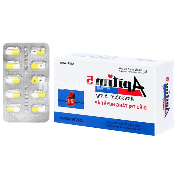 Apitim 5 trị tăng huyết áp, đau thắt ngực (3 vỉ x 10 viên)