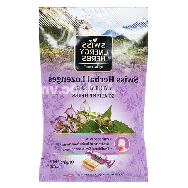 Kẹo Swiss Herbal Lozenges Natural Sage dịu ho, giảm rát họng gói 55g