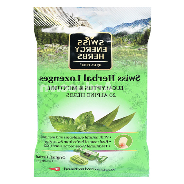 Kẹo Swiss Herbal Lozenges Eucalyptus & Menthol dịu ho, giảm rát họng gói 55g