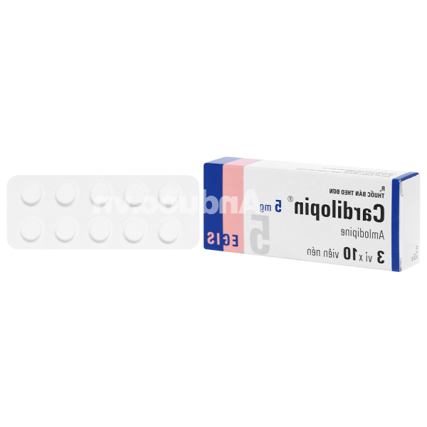 Cardilopin 5mg trị tăng huyết áp, đau thắt ngực (3 vỉ x 10 viên)
