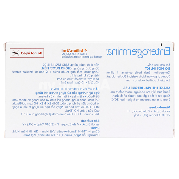 Hỗn dịch uống Enterogermina 4 tỷ/5ml trị, phòng ngừa rối loạn tiêu hóa (20 ống x 5ml)