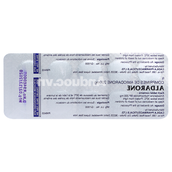 Aldarone 200mg trị loạn nhịp tim (10 vỉ x 10 viên)