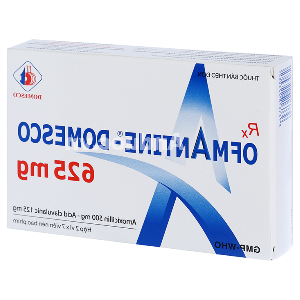 Ofmantine - Domesco 625mg trị nhiễm khuẩn (2 vỉ x 7 viên)