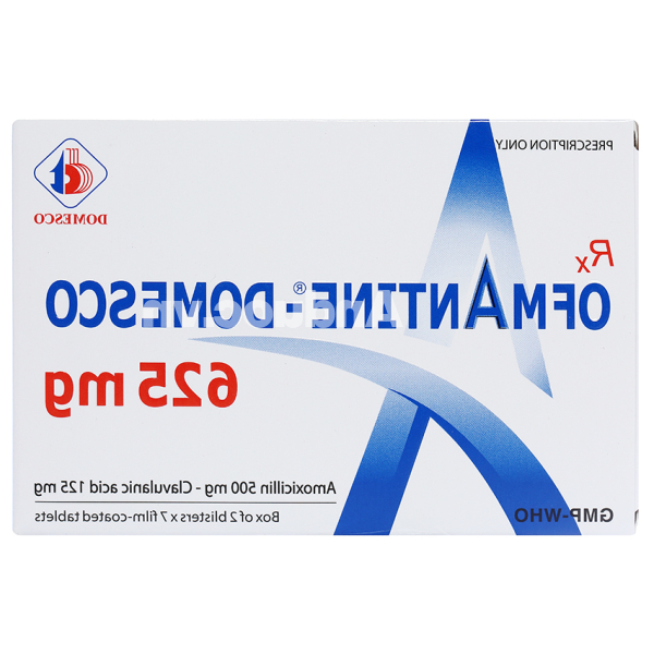 Ofmantine - Domesco 625mg trị nhiễm khuẩn (2 vỉ x 7 viên)