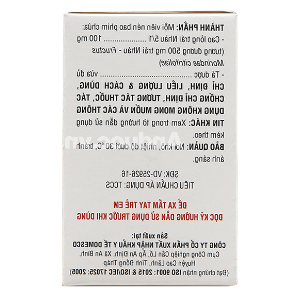 Morinda Citrifolia 100mg trị đau nhức, sưng khớp chai 50 viên