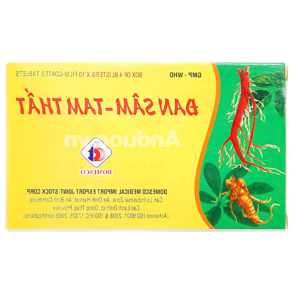 Đan Sâm - Tam Thất phòng và chứng trị đau thắt ngực hộp 4 vỉ x 10 viên