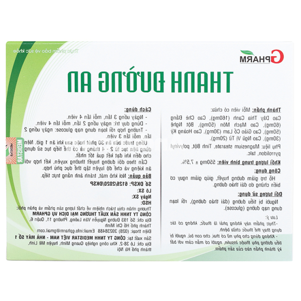 Thanh Đường An hỗ trợ giảm đường huyết hộp 60 viên