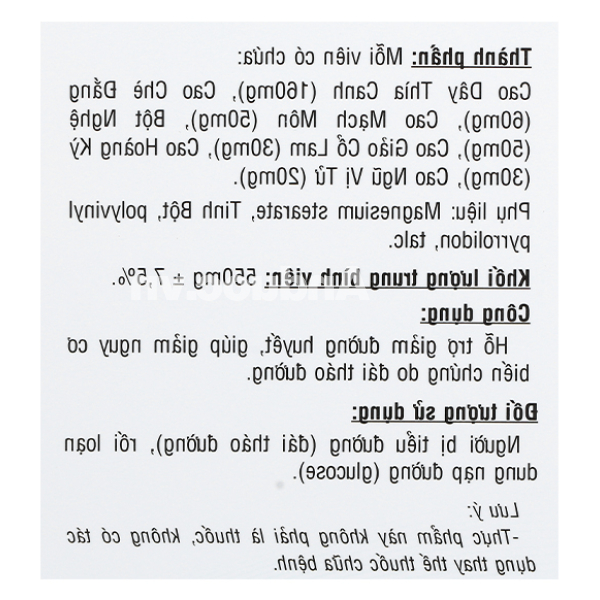 Thanh Đường An hỗ trợ giảm đường huyết hộp 60 viên