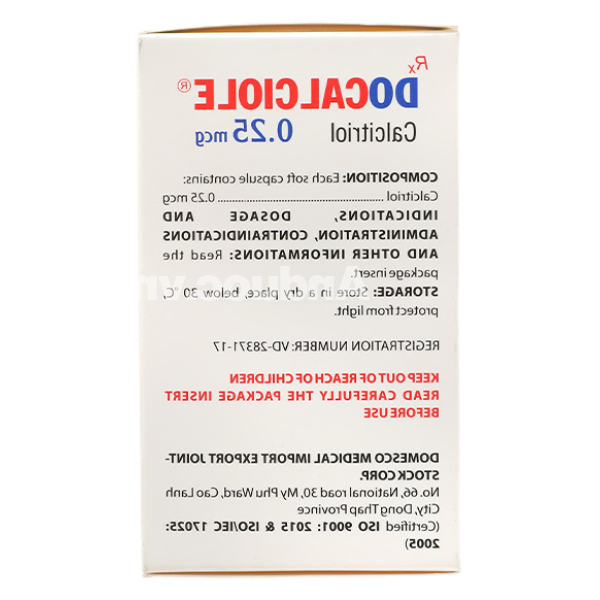 Docalciole 0.25mcg trị loãng xương (10 vỉ x 10 viên)