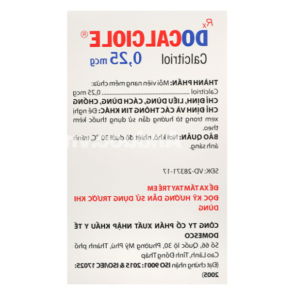 Docalciole 0.25mcg trị loãng xương (10 vỉ x 10 viên)