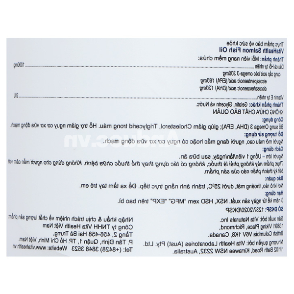 Dầu cá VitaHealth Salmon Fish Oil bổ mắt, ngừa xơ vữa động mạch hộp 100 viên