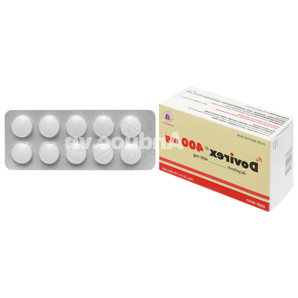 Dovirex 400mg thuốc trị nhiễm virus (10 vỉ x 10 viên)