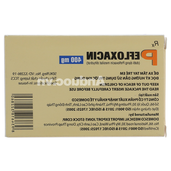 Pefloxacin Domesco 400mg trị nhiễm khuẩn (2 vỉ x 10 viên)