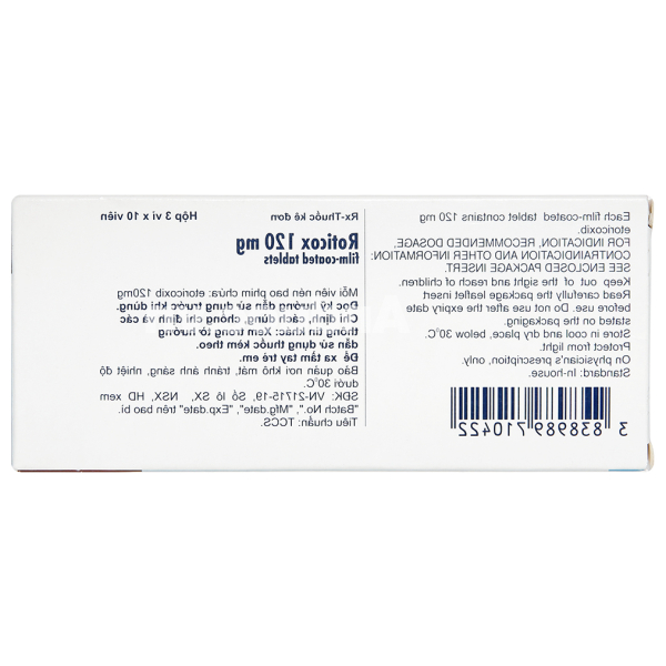 Roticox 120mg giảm đau, kháng viêm xương khớp (3 vỉ x 10 viên)