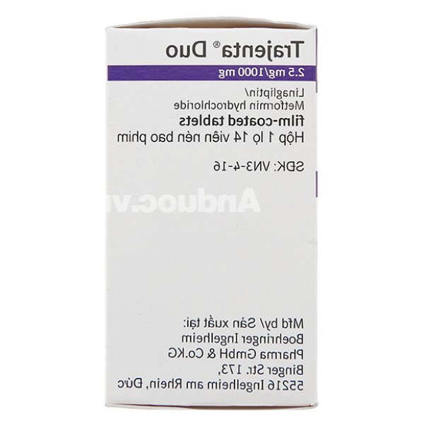 Trajenta Duo 2.5mg/1000mg trị đái tháo đường tuýp 2 lọ 14 viên