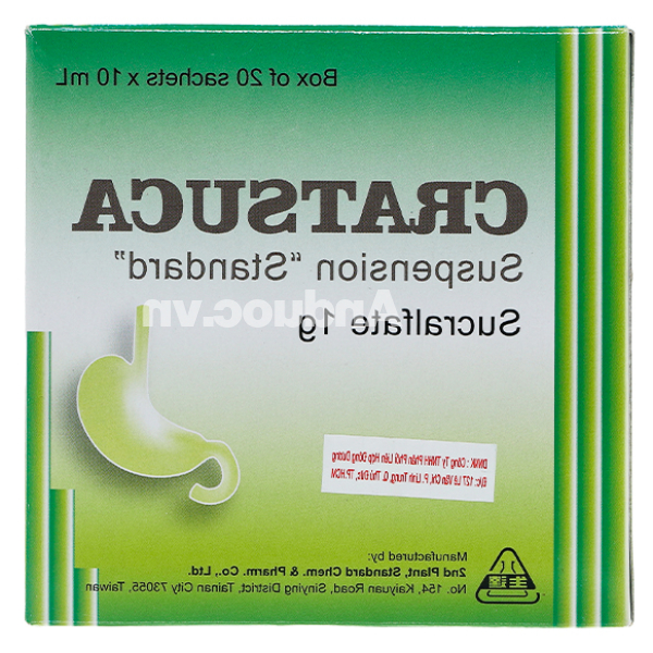 Hỗn dịch uống Cratsuca 1g trị viêm loét dạ dày, tá tràng (20 gói x 10ml)