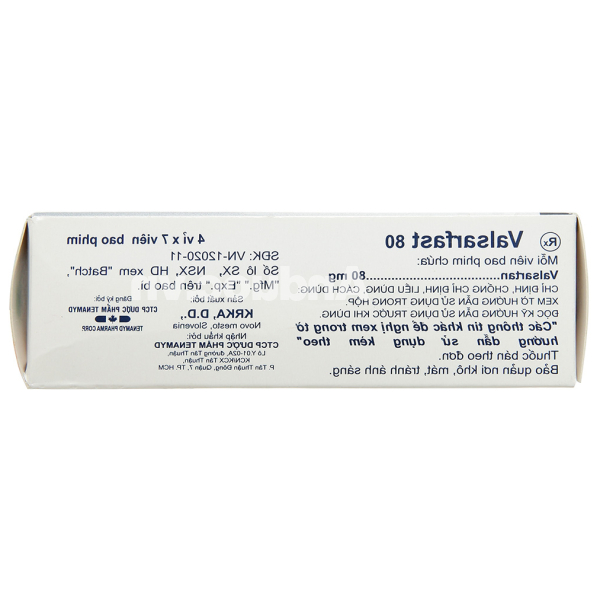 Valsarfast 80mg trị tăng huyết áp vô căn, nhồi máu cơ tim, suy tim (4 vỉ x 7 viên)