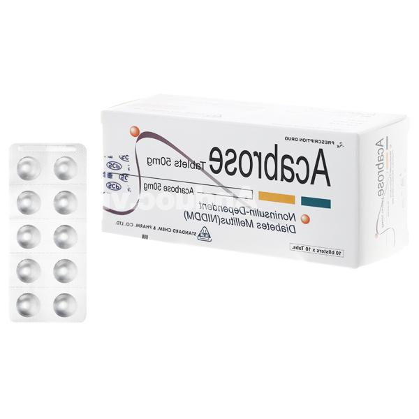 Acabrose Tablets 50mg trị đái tháo đường không phụ thuộc insulin (10 vỉ x 10 viên)