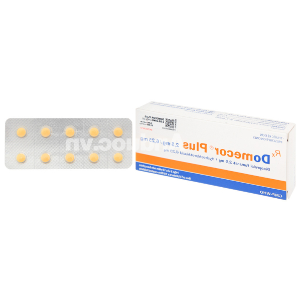 Domecor Plus 2.5mg/6.25mg trị tăng huyết áp từ nhẹ đến trung bình (3 vỉ x 10 viên)