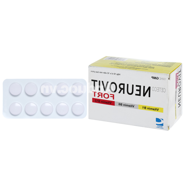 Ceteco Neurovit Fort trị thiếu các vitamin B1, B6, B12 (10 vỉ x 10 viên)