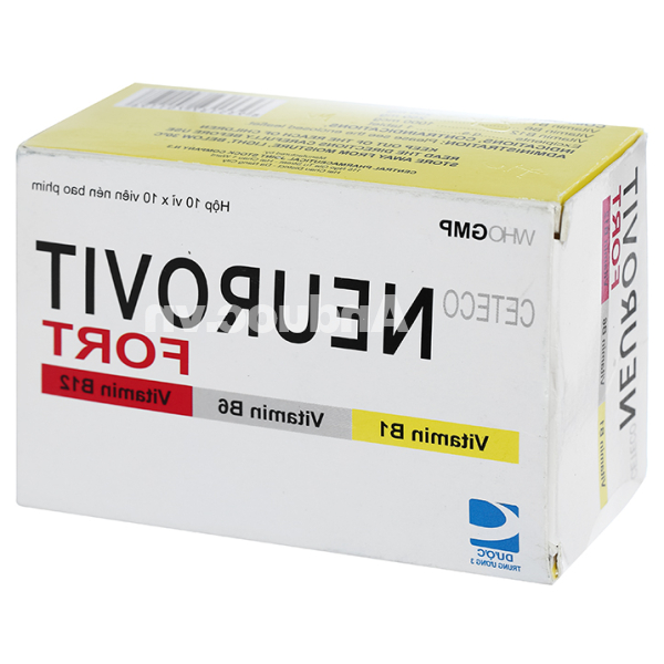 Ceteco Neurovit Fort trị thiếu các vitamin B1, B6, B12 (10 vỉ x 10 viên)