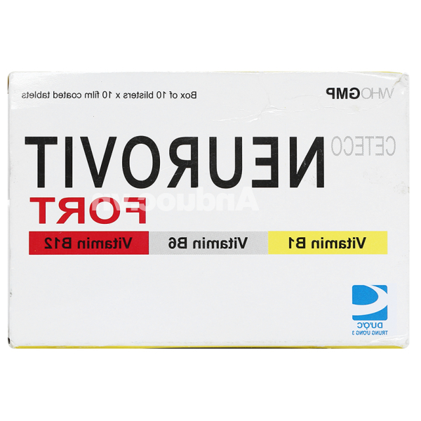 Ceteco Neurovit Fort trị thiếu các vitamin B1, B6, B12 (10 vỉ x 10 viên)