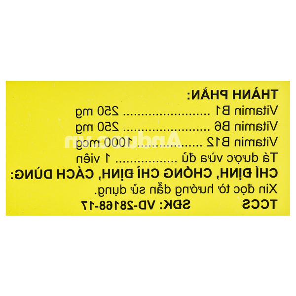 Ceteco Neurovit Fort trị thiếu các vitamin B1, B6, B12 (10 vỉ x 10 viên)