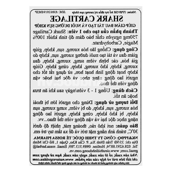 Nature's Gold Shark Cartilage chống lão hóa xương lọ 160 viên