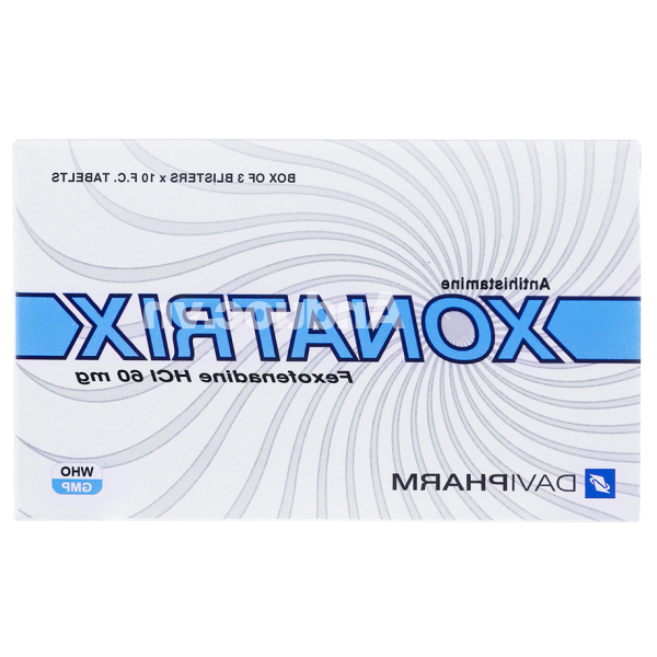 Xonatrix 60mg trị viêm mũi dị ứng, mày đay (3 vỉ x 10 viên)