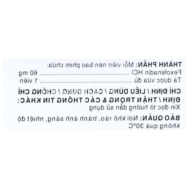 Xonatrix 60mg trị viêm mũi dị ứng, mày đay (3 vỉ x 10 viên)