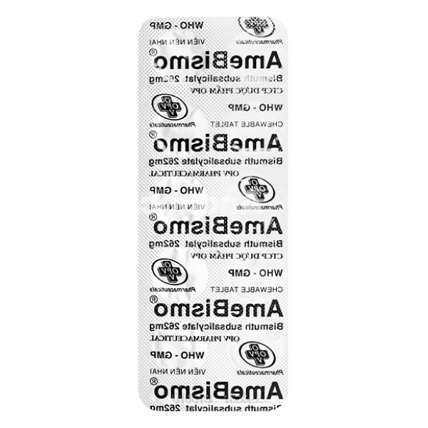 Viên nhai AmeBismo 262mg trị rối loạn tiêu hóa (6 vỉ x 10 viên)