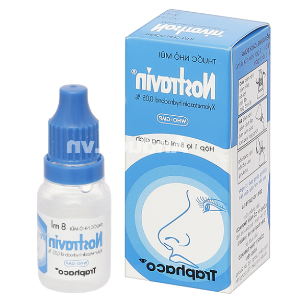 Dung dịch nhỏ mũi Nostravin 0.05% trị ngạt mũi, viêm mũi lọ 8ml