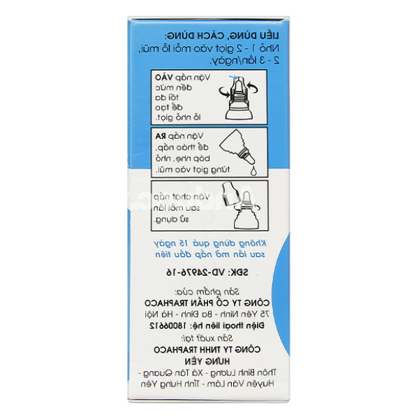 Dung dịch nhỏ mũi Nostravin 0.05% trị ngạt mũi, viêm mũi lọ 8ml