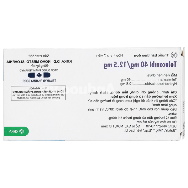 Tolucombi 40mg/12.5mg trị tăng huyết áp vô căn (4 vỉ x 7 viên)