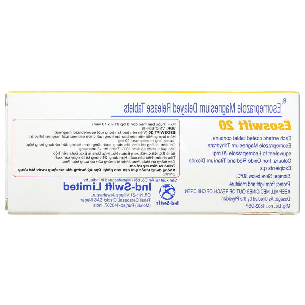 Esoswift* 20 trị viêm loét dạ dày, tá tràng (3 vỉ x 10 viên)