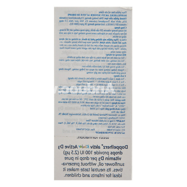 Siro Doppelherz Aktiv Kinder Active D3 Drops bổ sung vitamin cho bé chai 30ml