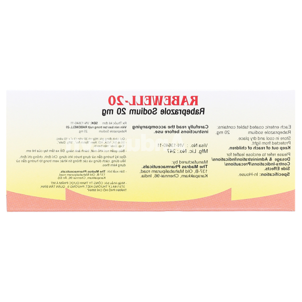 Rabewell-20 trị trào ngược dạ dày, thực quản (3 vỉ x 10 viên)